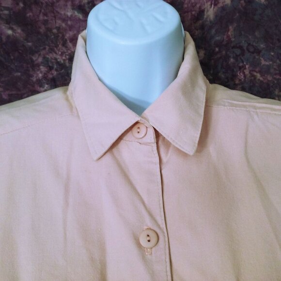 Vintage 80s Byer Too! Shirtwaist Dress -M(8) Pockets Buttons Power Shoulder Pink - Picture 13 of 14